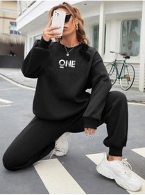 Resim LAND MODA Kadın One Baskılı Sweatshirt Eşofman Alt Üst Takımı 