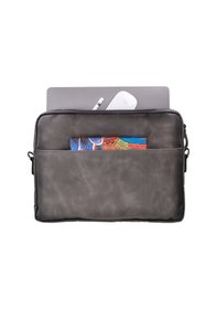 Resim Bloomsleeve Leeds 14" Ash Gray Hakiki Deri Laptop & Tablet Kılıfı Kahverengi 
