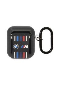 Resim Airpods Uyumlu Kılıf Bmw Lisanslı Çoklu Renkli Çizgili Çift Imd Baskı Logolu Siyah 