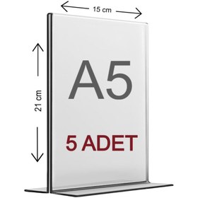 Resim DKM Protect A5 T Tipi Dikey Masa Üstü Şeffaf Pleksi Föylük Fiyatlık Menü Broşürlük 5 Adet 