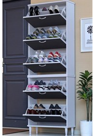 Resim Eliusta Cover 72 Cm Ayakkabılık Dış Kapı/koridor/giyim Odası Uygun Antresit Renk 72x205x26 Cm Ayakkabılık Antrasit 