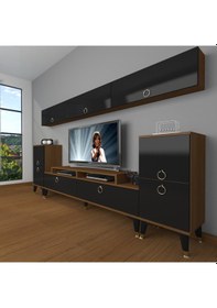 Resim Decoraktiv Ekoflex 9 Mdf Gold Tv Ünitesi Tv Sehpası Ceviz - Siyah 