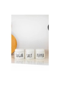 Resim 3 Lü Seramik Baharat Seti Beyaz 350 Ml Beyaz 