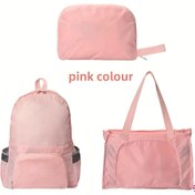 Resim Hafif Katlanabilir Pembe Sırt Çantası ve Tote Çanta - Çevrim Yapabilen Omuz Askıları, Fermuar Kapatma, Seyahat, Spor ve Günlük Kullanım için Dayanıklı Polyester Astar - Makinede Yıkanabilir, Seyahat için Sırt Çantası, Çok Yönlü Taşıma Çantası, Şık Tasarım, Güvenli Fermuar Kapatma 