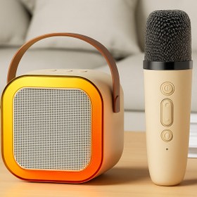 Resim Zineets Işıklı Yüksek Ses Party Box Bluetooth Hoparlör Taşınabilir Şarjlı Ses Sistemi Kablosuz Karaoke Mic 