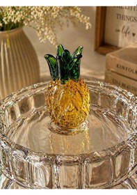 Resim 2'li Borosilikat Cam Optik Kapaklı Meyve Serisi Kavanoz Seti 200 Ml Ananas Şeffaf 