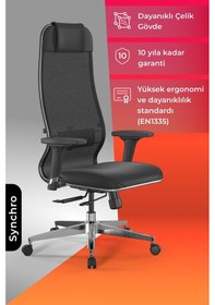 Resim Ergolife Synchrosit 10 Ergonomik Ofis Sandalyesi Bel Destekli, Yükseklik Ayarlı, Çalışma Sandalyesi -1d1.d.1.333 Çok Renkli 