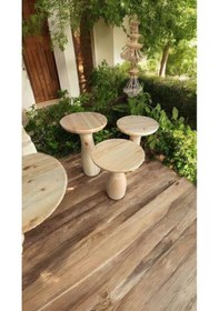 Resim Ahşap Mantar Sehpa 3 Lü Set Naturel Renk Doğal Fiskos Sehpa Zigon Kahverengi 