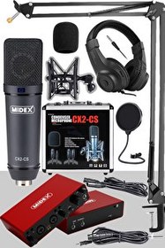Resim Midex Exclusive Paket-4 CX2 Mikrofon-GLX-800 Ses Kartı Stüdyo Kayıt Seti 