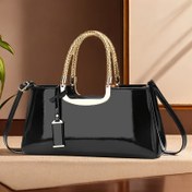 Resim Şık Akşam Clutch'ı - Düğünler ve Partiler için Fermuarlı, Polyester Astarlı Düz Renk Parlak Çanta - Moda Kadınlar için Akşam Yemeği Çantası 