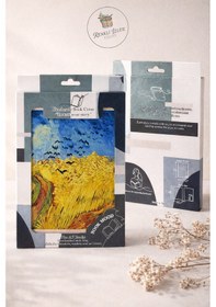 Resim Kitap Kılıfı Ve Metal Kitap Ayracı Seti Van Gogh Buğday Tarlası Ve Kargalar 