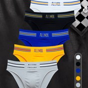 Resim 5'li Erkek Seksi Renkli Şerit Harf Baskılı Bokser Briefs, Düşük Bel Seamless Atletik İç Çamaşırı, Poliamid %96 Spandex %4, Orta Gerilme Örgü Kumaş, 150gsm - Çeşitli Renkler 