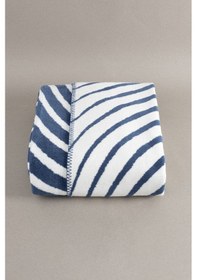 Resim Twin Battaniye Soft Pamuklu Tek Kişilik Battaniye Mavi Krem 150 X 200 5031a Mavi 