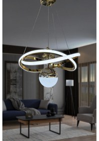 Resim Dalga Tek Toplu Led Avize - - Kumandalı / Gold Gold 