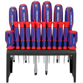 Resim Workpro Wp200506 18 Parça Duvar Askı Aparatlı Profesyonel Cr-v Manyetik Tornavida Seti 