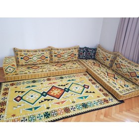 Resim Şark Köşesi Minderi Anadolu Desenli Takım Konsept Sarı 10 Parça 