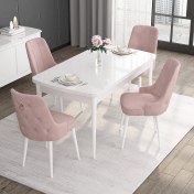Resim Canisa Concept Noa Serisi, 80X132 Açılabilir Mdf Masa, Beyaz Mutfak Masa Takımı, 4 Sandalye 