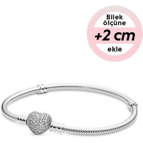 Resim Pandora Moments Pavé Kalp Klipsli Bileklik 
