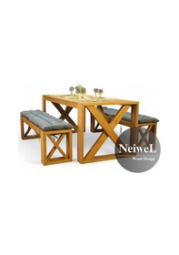 Resim Neiwel Garden Mora Doğal Ahşap Bahçe Yemek Masası-80-120 Açık Ceviz 