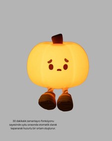 Resim Pumpkin Led Night Light Dokunmatik Şarjlı Silikon Gece Lambası Renkli 