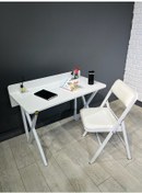 Resim Buse Çalışma Masası Ofis Bilgisayar Masası +katlanır Sandalyeli 