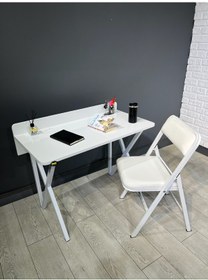 Resim Buse Çalışma Masası Ofis Bilgisayar Masası +katlanır Sandalyeli 