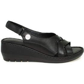 Resim Mammamia D25ys-2510 Kadın Dolgu Topuklu Comfort Sandalet Siyah Siyah 