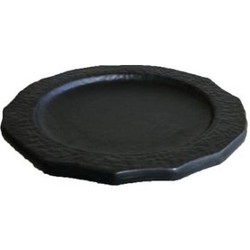 Resim Melamin Çukur Köşeli Servis Tabağı Siyah 25cm - Melamin Sunum Tabağı 