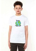Resim Respect Mother Earth Baskılı Unisex Çocuk Beyaz T-Shirt 