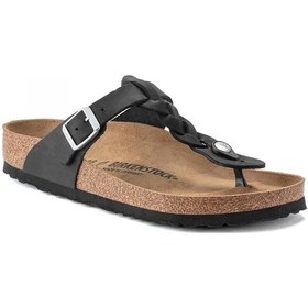 Resim Birkenstock Gizeh Leoi Braided Parmakarası Siyah Kadın Terlik Siyah 
