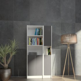 Resim Yeti Mobilya Flat85 Kitaplık 4 Kapaklı Kütüphane Çok Amaçlı Dolap 