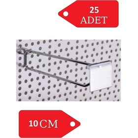 Resim 10 Cm 25 Adet Etiket Askılı Delikli Pano Kancası Raf Askısı Krom 