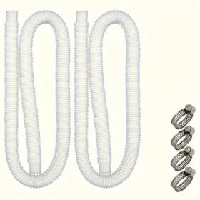 Resim Gateesat 2 Adet Beyaz 59.06inç 32mm Esnek Pe Havuz Hortumu Kum Filtre Pompası Kelepçe 