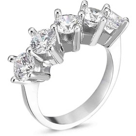 Resim Bulvardi 925 Ayar Gümüş Beş Taş Alyans 2.50 Ct Kalın - Standart - 12 Numara - Yrg14890-4763 