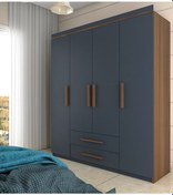 Resim Metalia Gm817 Perla Lüx 4 Kapı 2 Çekmeceli Gardrop Ceviz-Antrasit Gri 