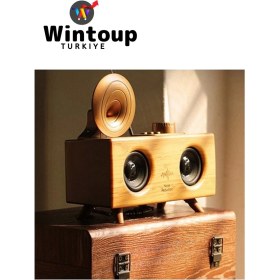 Resim Retro Dekoratif Tüm Markalar Ile Uyumlu Bluetooth Gramafon Hoparlör 