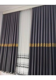 Resim Evdepo Home Sık Pileli Pano Fon Perde Çift Kanat Antrasit 