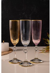 Resim Mest Emora 6 Adet Ayaklı Yüzüklü 3 Renk Kahve Yanı Su Bardağı Takımı - 150 Cc Şıklık Ve Zarafet 3 Renk 