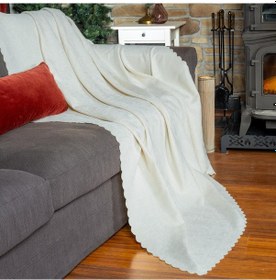 Resim Jakarlı Şönil Koltuk Örtüsü Kanepe Örtüsü Koltuk Şalı 110x175 2 Ad. Kaymaz Ekru Ekru 