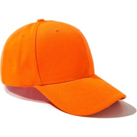 Resim eleven market Turuncu Unisex Spor Düz Şapka Kep 