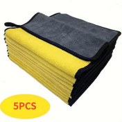Resim 5'li UltraSoft Mikrofiber Temizlik Havluları Araba, Ev, Mutfak ve Bulaşık Kurutma için, Çok Amaçlı Yüksek Kaliteli Tiftiksiz Bezler Oto Bakım Aletleri için 
