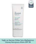 Resim The purest solutions yağlı ciltler için mat bitişli güneş kremi 50+ spf dry-touch protection 