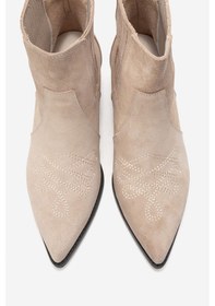 Resim Luvishoes Julıeta Bej Süet Hakiki Deri Kadın Western Bot Bej 