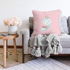 Resim RealHomes Çift Taraflı Özel Tasarımlı Dijital Baskılı Çocuk Odası Raşel Örme Yastık Kırlent Kılıfı, Sonil-K4613-43x43cm 