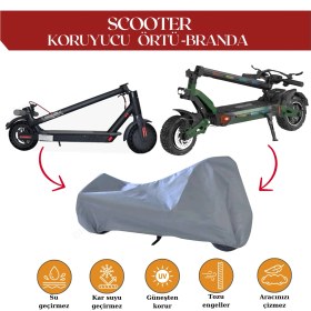 Resim Breen Gri Elektrikli Scooter Brandası, Koruyucu Örtü- Su Geçirmez 