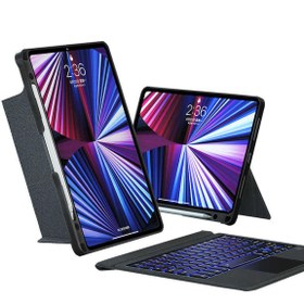 Resim Apple iPad 10.9 İnç 10.Nesil Uyumlu Fuchsia Touch Pad Bluetooth Klavyeli Standlı Mıknatıslı Tablet Kılıfı 