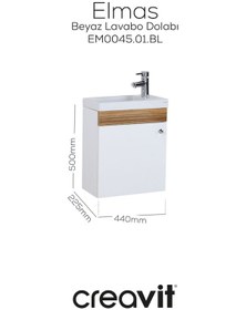 Resim Creavit Elmas Lavabo Dolabı 45 Cm Beyaz-parlak Belly Beyaz - Legnano 