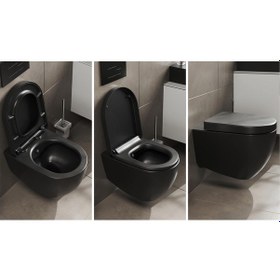 Resim Aqua Bagno Voca Asma Klozet 54 Cm. , Mat Siyah -set 2 Parça -dp Kapak Dahil Siyah 
