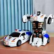 Resim 1 Adet Beyaz Polis Arabası Oyuncak - Tek Tıkla Dönüştürülebilir 2'si 1 Arada Robot & Araç, Mavi ve Turuncu Detaylı Şık Tasarım, Gerçekçi Jantlar ve Farlar - Erkek Çocuklar İçin Harika Hediye, Hayal Gücü Geliştirici Oyun ve Motor Becerileri, Dayanıklı Yapı 