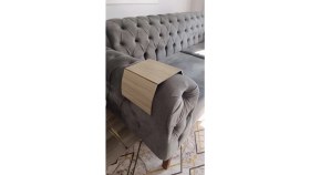 Resim Leur Home Kahve Krem Koltuk Kenarı Katlanabilir Yan Sehpa Amerikan Servisi 